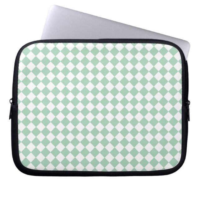 Housse Pour Ordinateur Portable Motif diamant Green White Checker (Devant)