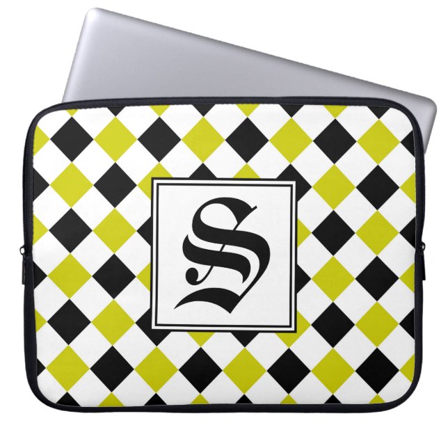 Housse Pour Ordinateur Portable Motif diamant n° 1 Monogrammé (Devant)