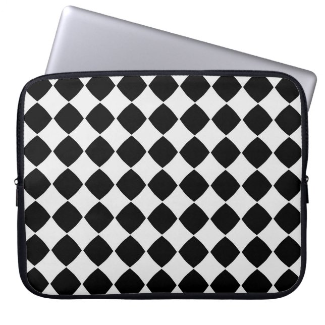 Housse Pour Ordinateur Portable Motif diamant noir et blanc (Devant)