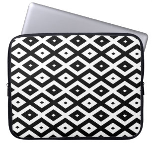 Housse Pour Ordinateur Portable Motif diamant noir et blanc