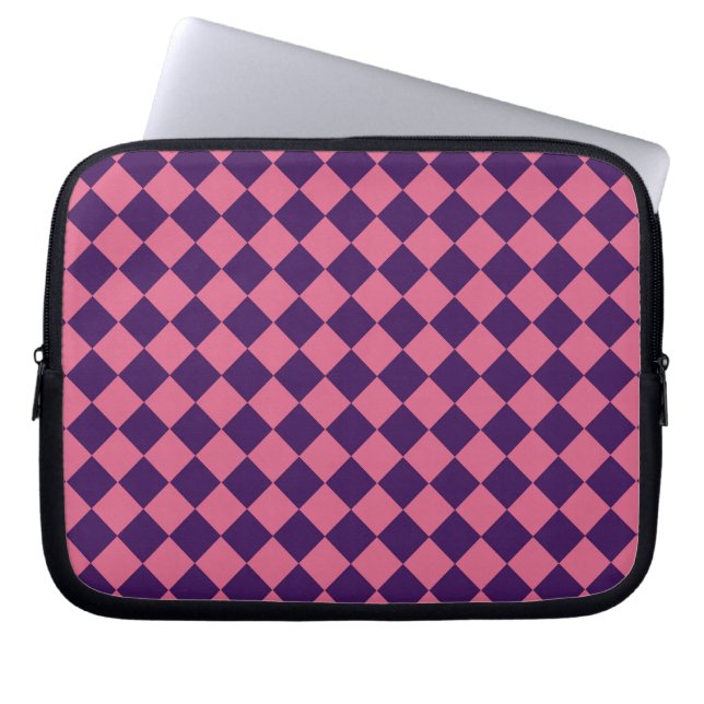 Housse Pour Ordinateur Portable Motif diamant rose pourpre Checker (Devant)