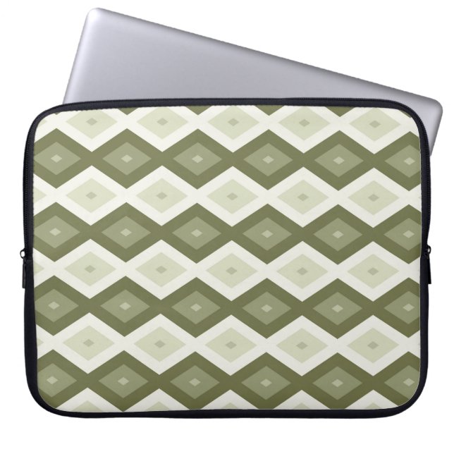 Housse Pour Ordinateur Portable Motif diamant vert olive (Devant)