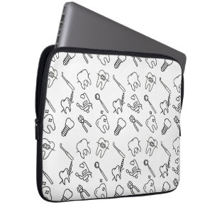 Housse Pour Ordinateur Portable Motif d'icônes dentaires minimalistes esthétiques 