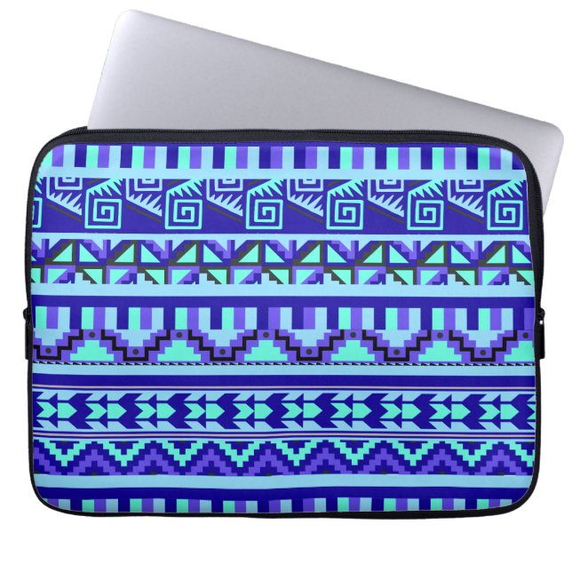 Housse Pour Ordinateur Portable Motif d'impression géométrique bleu Abstrait Aztec (Devant)