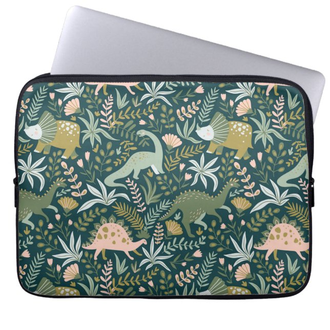 Housse Pour Ordinateur Portable Motif Dinosaur Vert (Devant)