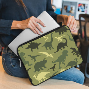Housse Pour Ordinateur Portable Motif Dinosaure, Silhouette Dinosaure, Dino Vert