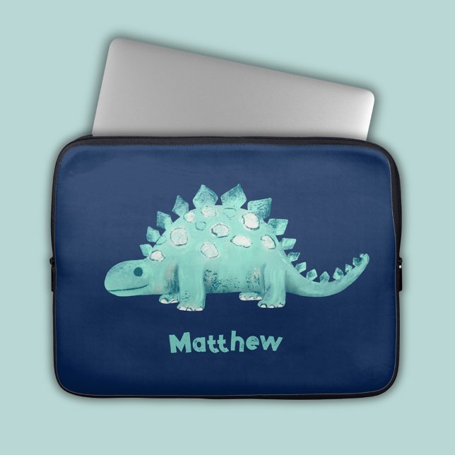 Housse Pour Ordinateur Portable Motif Dinosaure Stégosaure (Stegosaurus dinosaur laptop sleeve with personalized name)