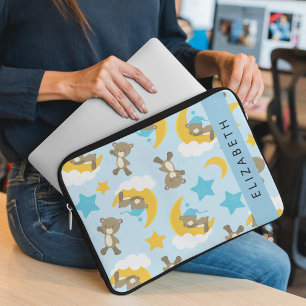 Housse Pour Ordinateur Portable Motif D'Ours, Nounours, Étoiles, Votre Nom