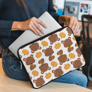 Housse Pour Ordinateur Portable Motif D'Ours, Ours Mignons, Automne, Citrouille