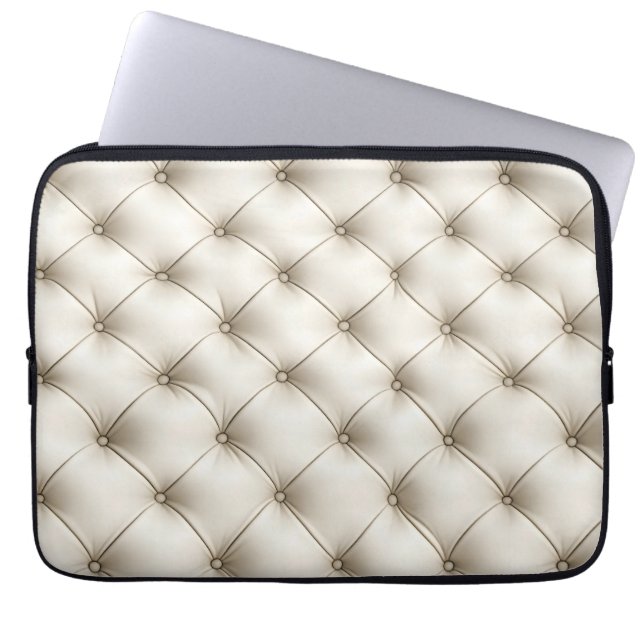 Housse Pour Ordinateur Portable Motif en cuir blanc (Devant)