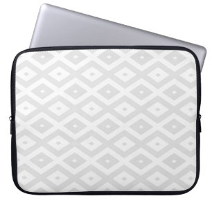 Housse Pour Ordinateur Portable Motif en diamant gris clair et blanc