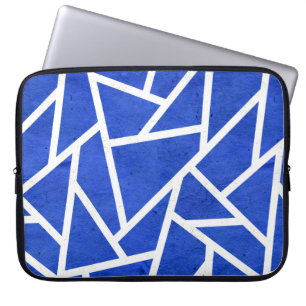 Housse Pour Ordinateur Portable Motif en mosaïque bleue et blanche