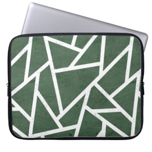 Housse Pour Ordinateur Portable Motif en mosaïque verte et blanche
