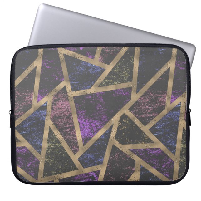Housse Pour Ordinateur Portable Motif en mosaïque violet et or (Devant)