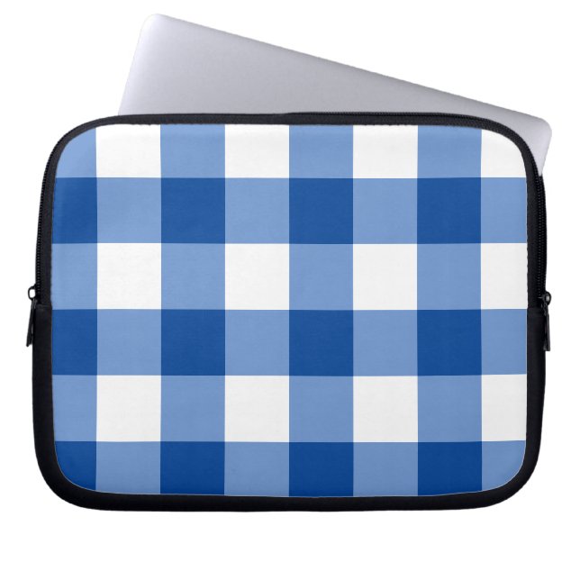 Housse Pour Ordinateur Portable Motif en vichy bleu (Devant)