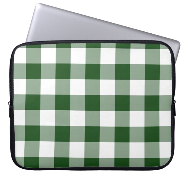 Housse Pour Ordinateur Portable Motif En vichy vert et blanc (Devant)