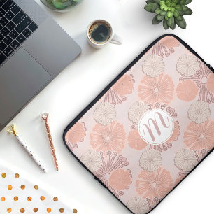 Housse Pour Ordinateur Portable Motif et monogramme rose Gold Flower