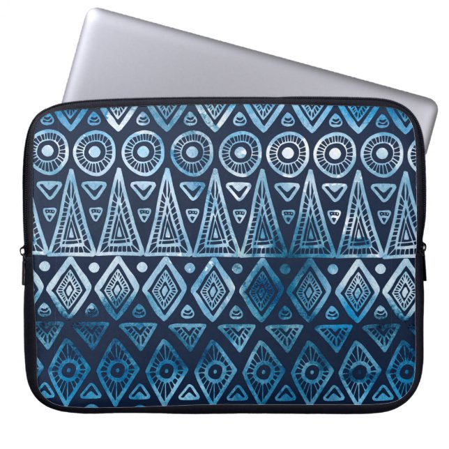 Housse Pour Ordinateur Portable Motif ethnique bleu classique (Devant)
