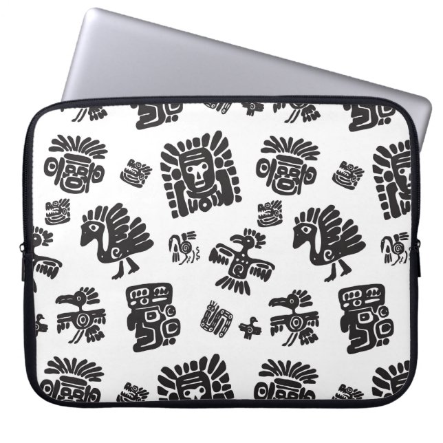 Housse Pour Ordinateur Portable Motif ethnique noir maya (Devant)