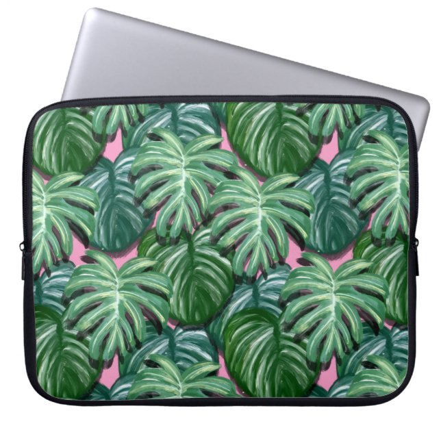 Housse Pour Ordinateur Portable Motif exotique Feuille tropical vert (Devant)