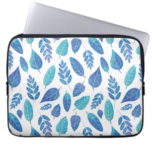 Housse Pour Ordinateur Portable Motif Feuille bleu aquarelle