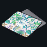 Housse Pour Ordinateur Portable Motif feuille tropical<br><div class="desc">Motif feuilles tropicaux vert et bleu sans soudure.</div>