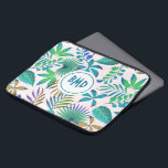 Housse Pour Ordinateur Portable Motif feuille tropical<br><div class="desc">Motif feuilles tropicaux vert et bleu sans soudure.</div>