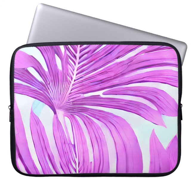 Housse Pour Ordinateur Portable Motif Feuille Tropical Pink Palm Tree (Devant)