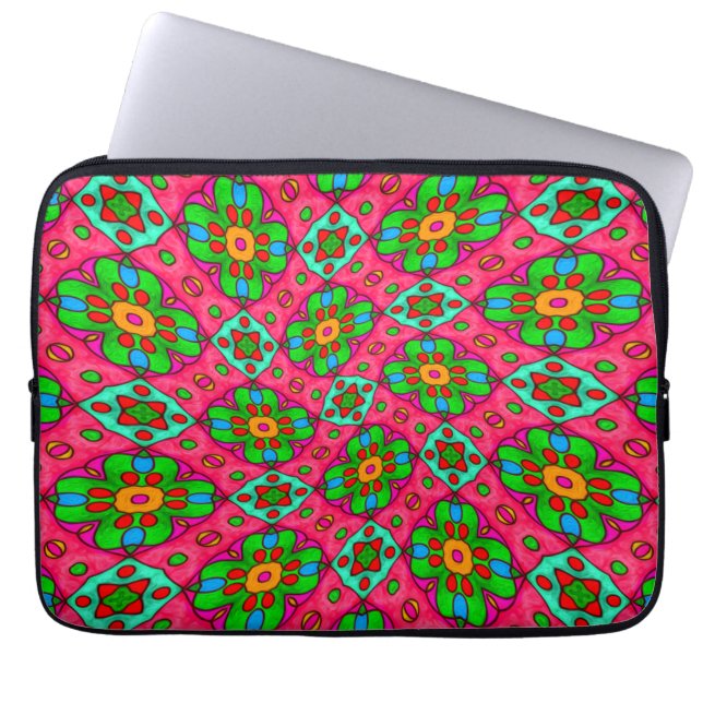 Housse Pour Ordinateur Portable Motif Fleurs Abstraites uniques (Devant)