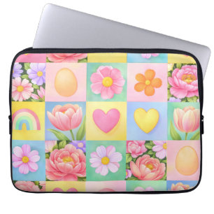 Housse Pour Ordinateur Portable Motif floral à carreaux tendance pour le printemps