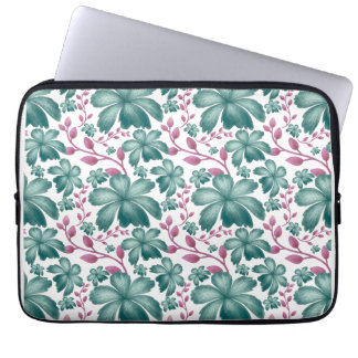 Housse Pour Ordinateur Portable Motif floral à l'aquarelle sarcelle avec botanique