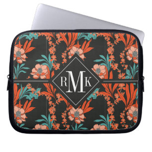 Housse Pour Ordinateur Portable Motif floral abstrait d'orange