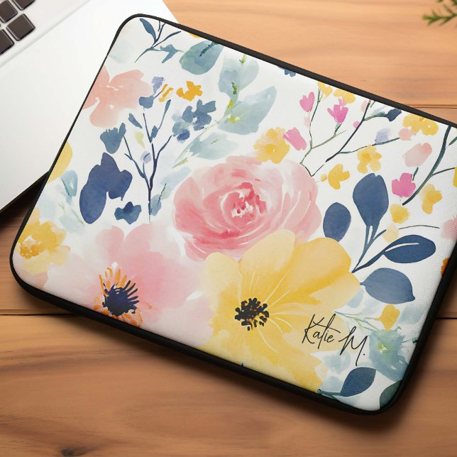 Housse Pour Ordinateur Portable Motif Floral Aquarelle moderne (Créateur téléchargé)
