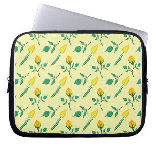 Housse Pour Ordinateur Portable Motif floral avec rose jaune et fleurs de tulipe