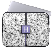 Motif floral blanc dessiné à la main et monogramme