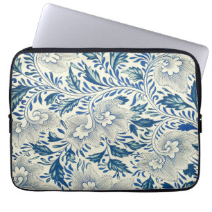 Housse Pour Ordinateur Portable Motif Floral bleu Antique Design asiatique