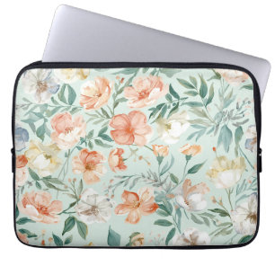 Housse Pour Ordinateur Portable Motif floral bleu aquarelle de prairie fleurie