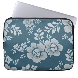 Housse Pour Ordinateur Portable Motif floral bleu élégant vintage