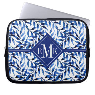 Housse Pour Ordinateur Portable Motif floral d'abrégé sur orange du monogramme