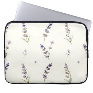 Housse Pour Ordinateur Portable Motif floral délicat de lavande à l'aquarelle