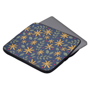Housse Pour Ordinateur Portable Motif floral dessiné à la main avec des feuilles