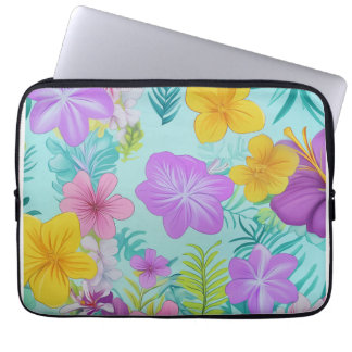 Housse Pour Ordinateur Portable Motif floral d'été tropical - Hibiscus lumineux