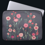 Housse Pour Ordinateur Portable Motif floral foncé<br><div class="desc">Art bohème moderne. Joli boho lâche peinture florale rose sur un arrière - plan gris foncé. Art original de Nic Squirrell.</div>