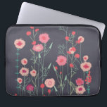 Housse Pour Ordinateur Portable Motif floral foncé<br><div class="desc">Art bohème moderne. Joli boho lâche peinture florale rose sur un arrière - plan gris foncé. Art original de Nic Squirrell.</div>