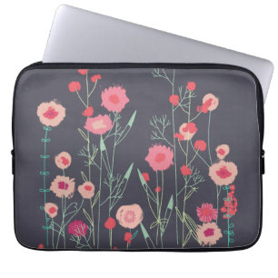 Housse Pour Ordinateur Portable Motif floral foncé