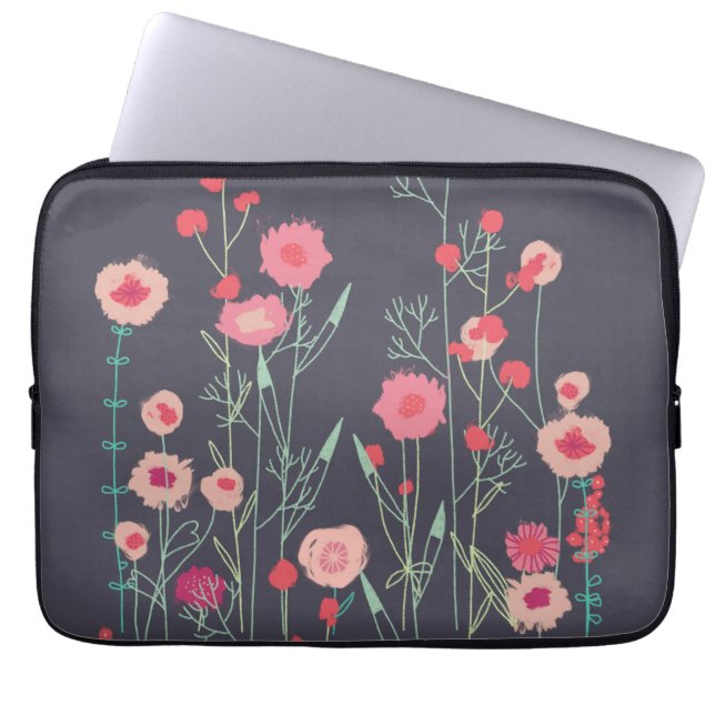 Housse Pour Ordinateur Portable Motif floral foncé (Devant)