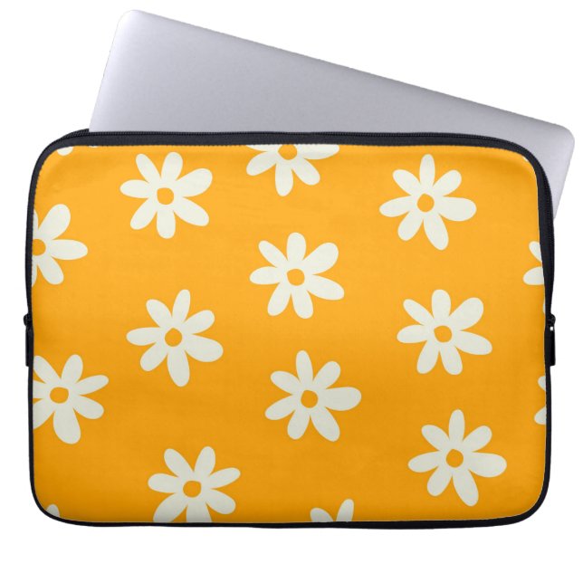 Housse Pour Ordinateur Portable Motif floral jaune rétro simple (Devant)