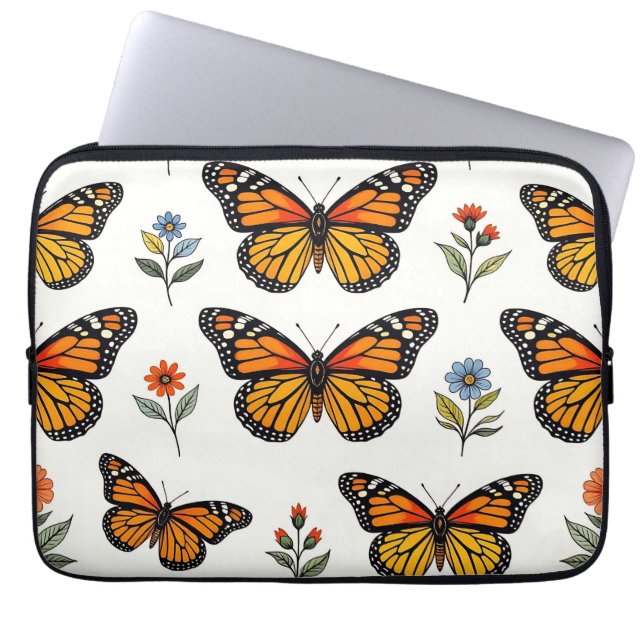 Housse Pour Ordinateur Portable Motif floral papillon monarque (Devant)