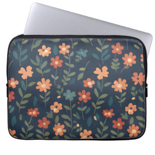Housse Pour Ordinateur Portable Motif floral peint à la main de Prairie de Minuit