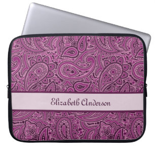 Housse Pour Ordinateur Portable Motif floral pourpre élégant de Paisley avec le
